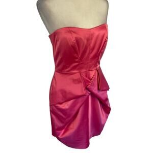 BCBGeneration Hot Pink Satin Strapless Cocktail Dress Size 6
